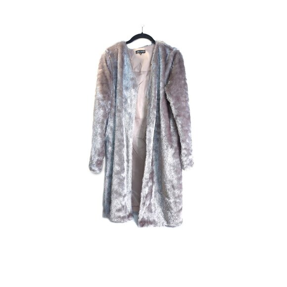 Y2K Charming Charlie Faux Fur Champagne Duster Opera Jacket Womens size Medium - Picture 3 of 6